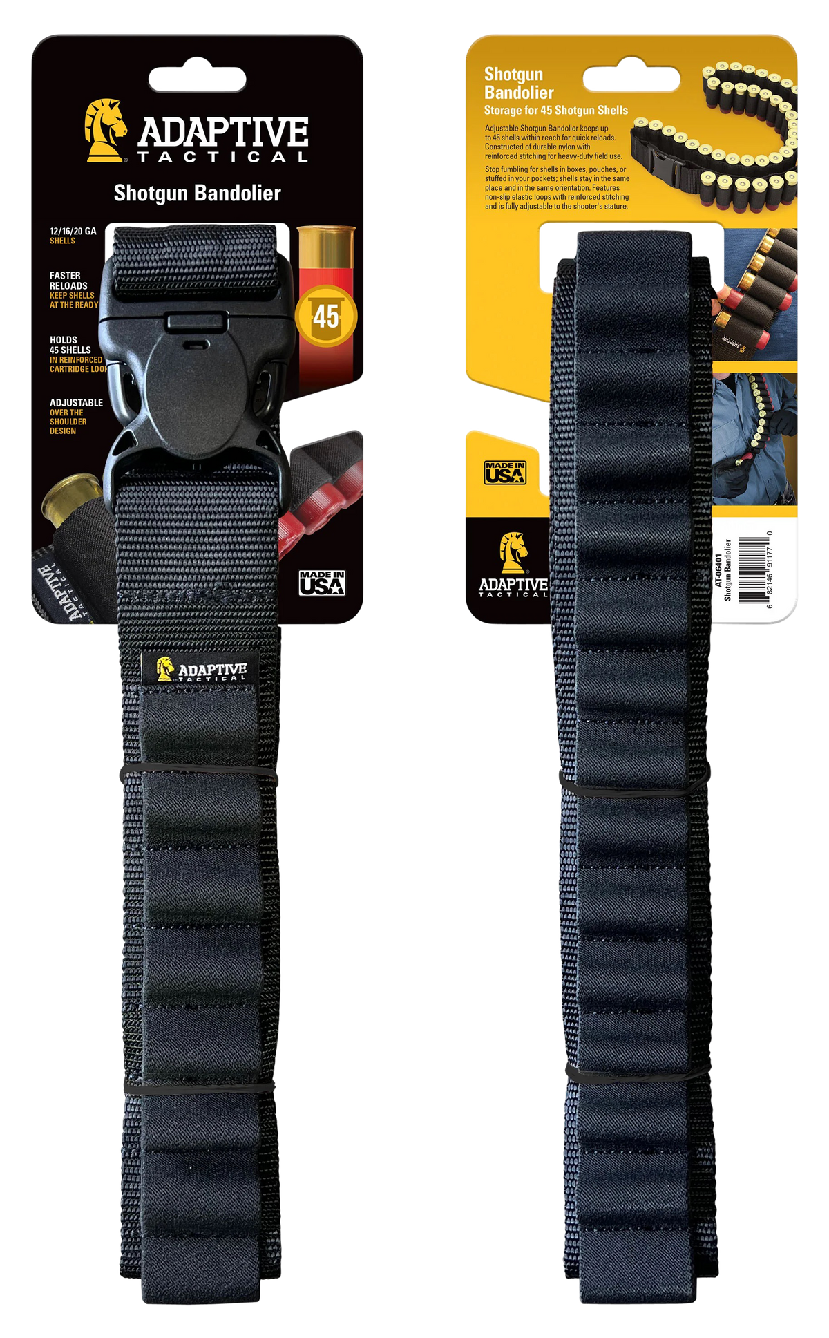 Adaptive Tactical AT06401 Shotgun Bandolier 45-Round Black Nylon - Fully Adjustable