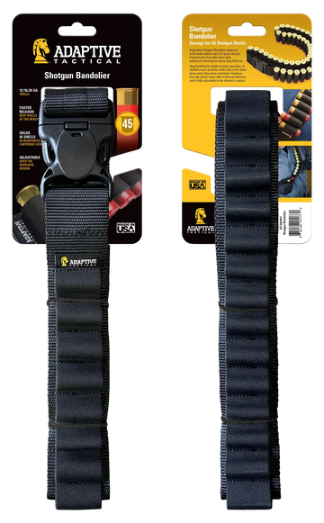 Adaptive Tactical AT06401 Shotgun Bandolier 45-Round Black Nylon - Fully Adjustable