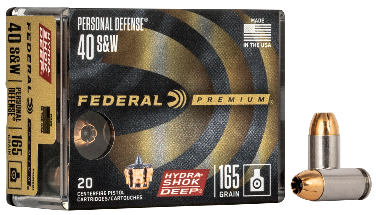 Federal Premium Personal Defense Hydra-Shok Deep 40 S&W 165gr JHP - Box or Case