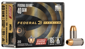 Federal Premium Personal Defense Hydra-Shok Deep 40 S&W 165gr JHP - Box or Case