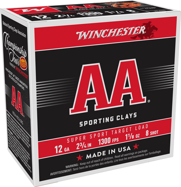 Winchester Ammo AA Super Sport Sporting Clay 12 Gauge 2.75" 1-1/8 oz #8 Shot 25 Rd - Box or Case