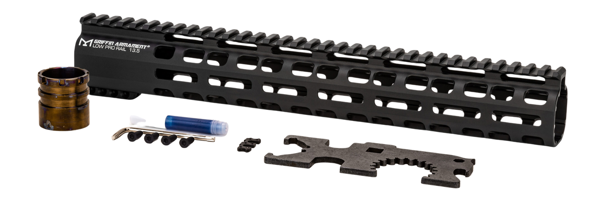 Griffin Armament LP Rail 13.5" Low Profile AR-15 Handguard - Black Anodized