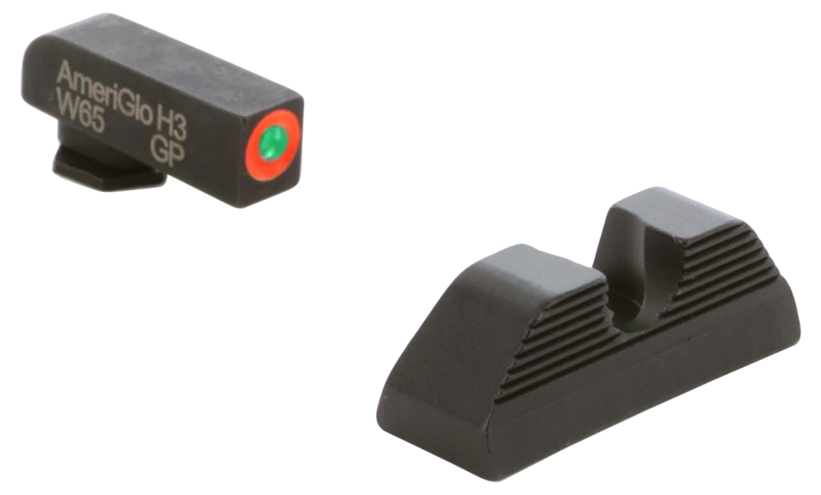 Ameriglo GL351 Protector Sight Set for Glock 42/43/43X/48 - Green Tritium Orange Outline Front / Black Serrated Rear