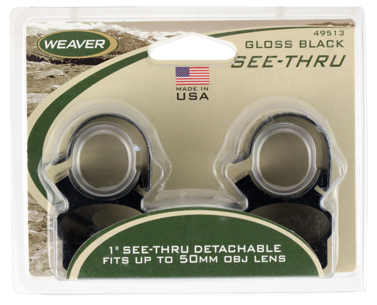 Weaver Mounts 49513 See-Thru Detachable Scope Rings 1" Gloss Black Aluminum
