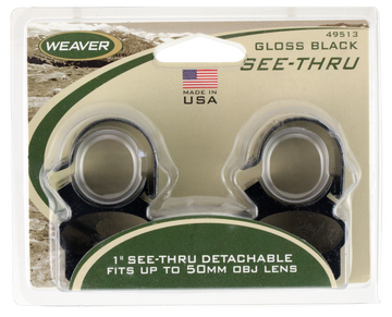 Weaver Mounts 49513 See-Thru Detachable Scope Rings 1" Gloss Black Aluminum