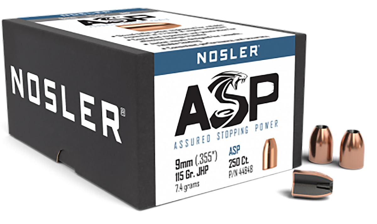 Nosler Assured Stopping Power 9mm .355 115gr Jacketed Hollow Point Reloading Bullets - 250/Box