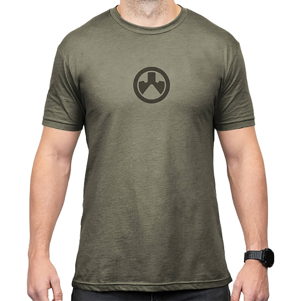 Magpul Industries Icon Logo Olive Drab Heather Cotton/Polyester Short Sleeve T-Shirt - Large