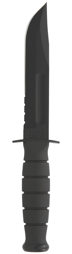 Ka-Bar 1257 Short Fight/Utility 5.25" Clip Point Part Serrated 1095 Cro-Van Black Kraton G Handle Fixed Blade Knife
