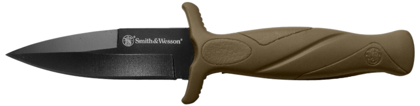Smith & Wesson Knives H.R.T. Flase Edge 2.75" Fixed Boot Knife - Black Oxide / FDE Rubber
