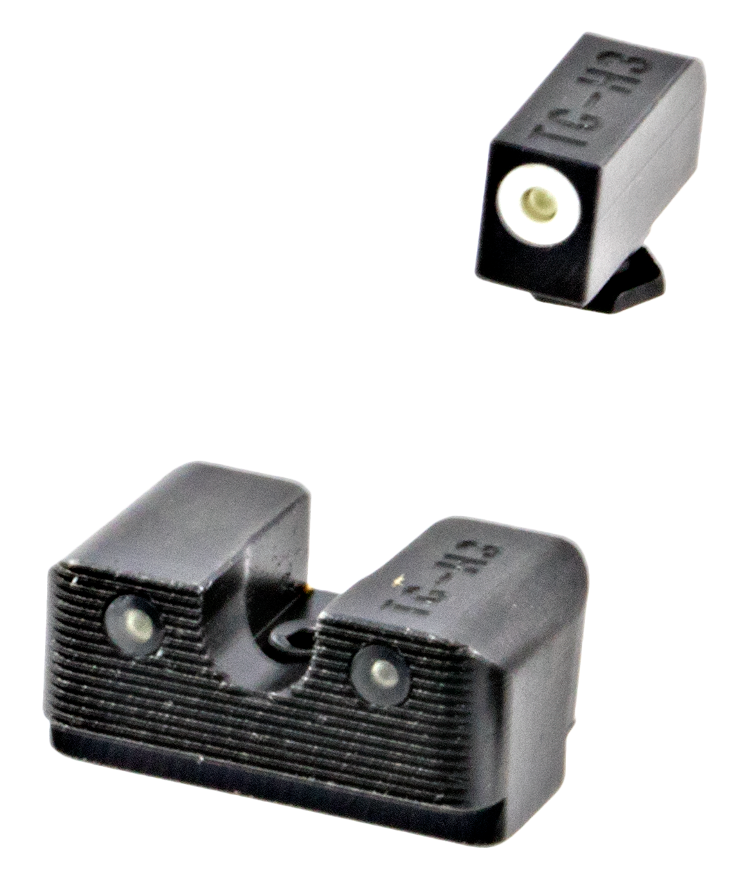 TruGlo Tritium Pro Glock High Night Sight Set - White Outline Front / Green Tritium Rear - Black Nitride