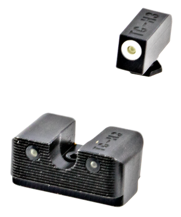 TruGlo Tritium Pro Glock High Night Sight Set - White Outline Front / Green Tritium Rear - Black Nitride