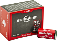 Surefire SF12BB 123A CR123A Lithium 3V 1,550 mAh Batteries (12-Pack) - Red/Black