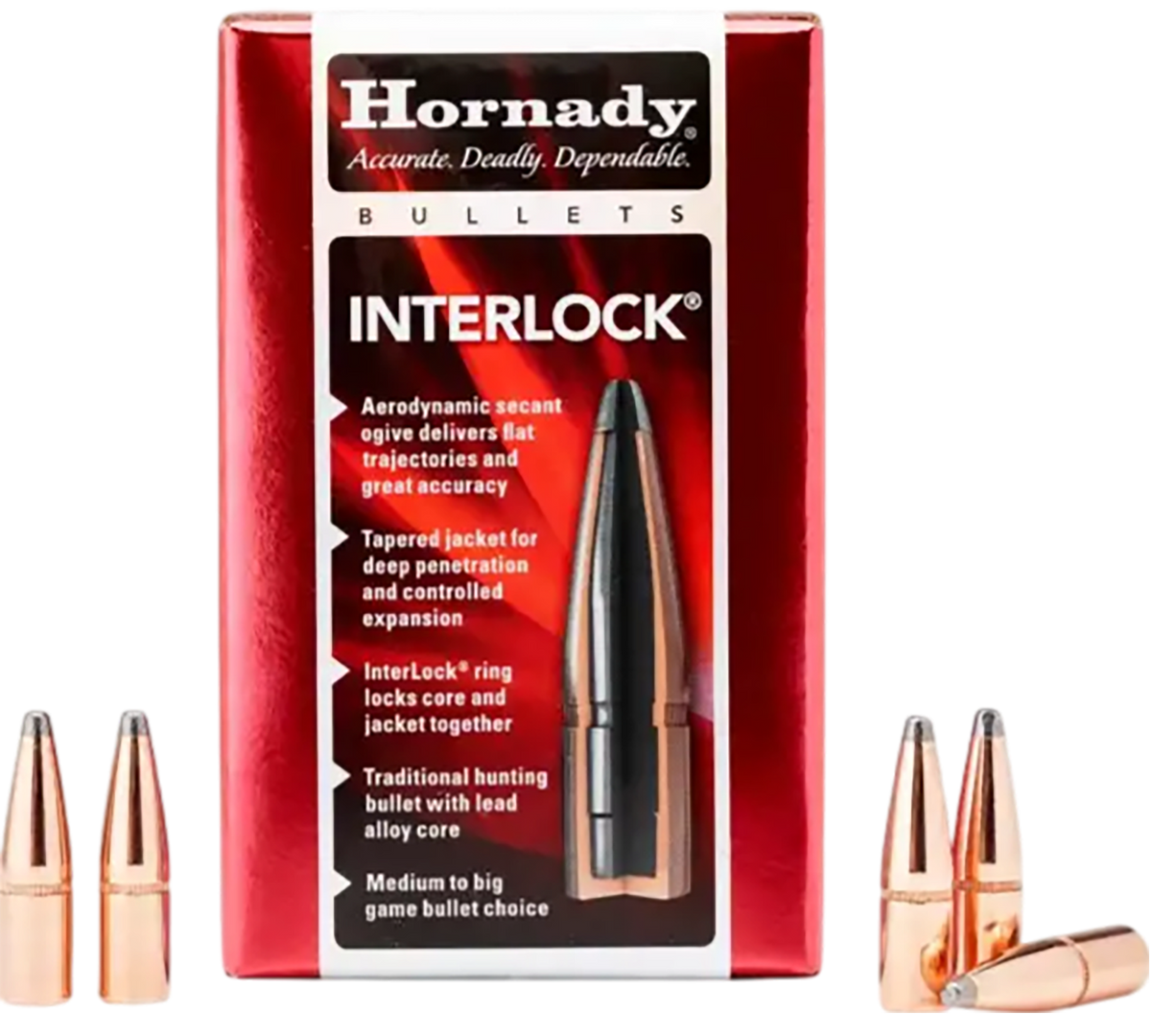 Hornady InterLock 7mm .284 154 gr Soft Point Reloading Bullets - 100/Box