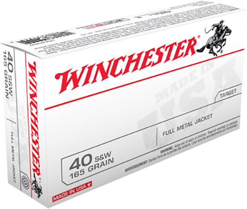 Winchester Ammo USA 40 S&W 165gr Full Metal Jacket Flat Nose 50 Rd - Box or Case