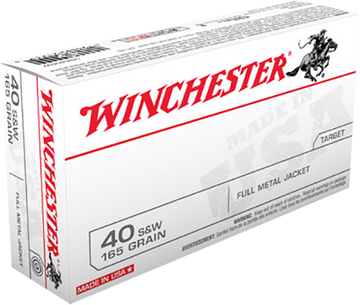 Winchester Ammo USA 40 S&W 165gr Full Metal Jacket Flat Nose 50 Rd - Box or Case