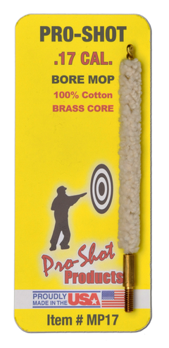 Pro-Shot MP17 Bore Mop .17 Cal Rifle #5-40 Thread Cotton Brass Core
