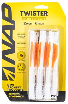 NAP Quickfletch Twister 2" White/Orange Fletching - 6 Pack