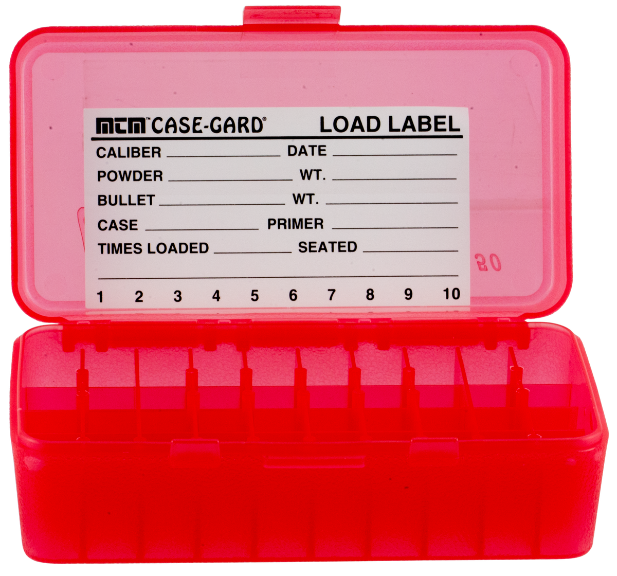 MTM P504429 Case-Gard P-50 44 Spl/44 Mag/45 LC 50rd Clear Red Flip-Top Ammo Box