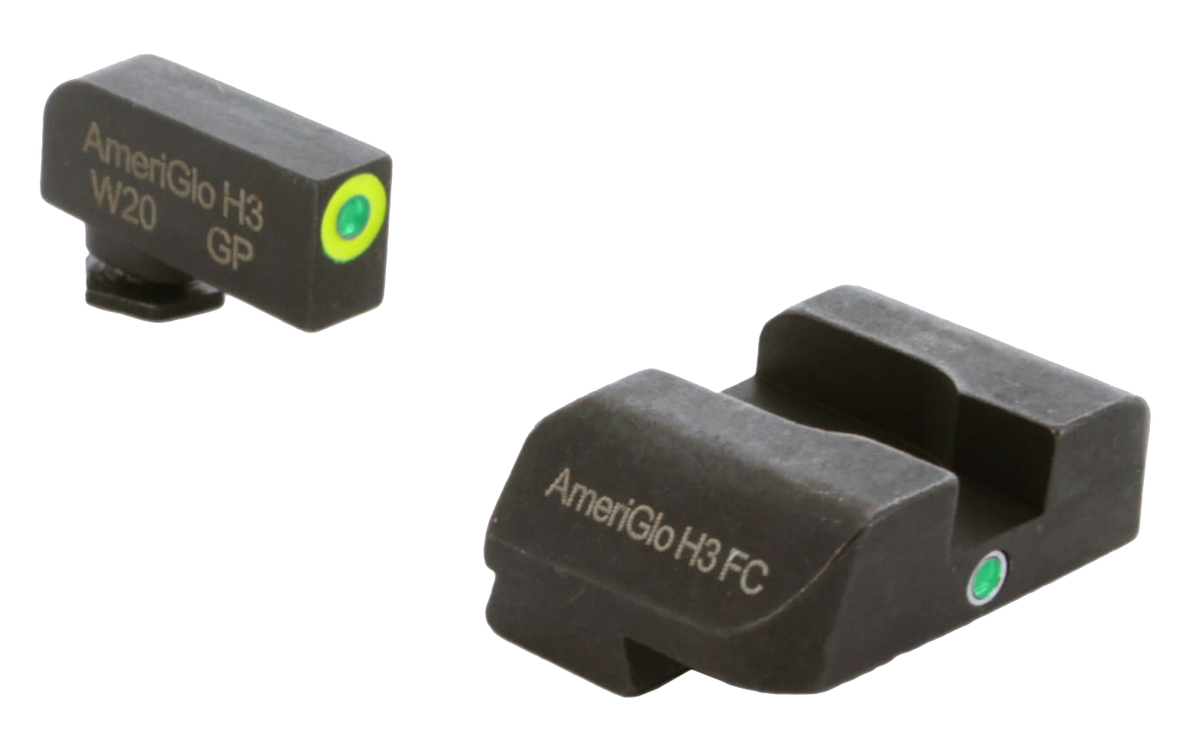 Ameriglo GL301 i-Dot Night Sight Set for Glock - Green Tritium LumiGreen Outline Front / Green Tritium Rear