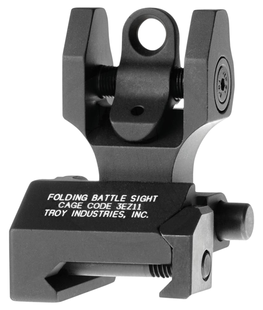 Troy Industries Rear Folding BattleSight Round AR-15 Black Hardcoat Anodized