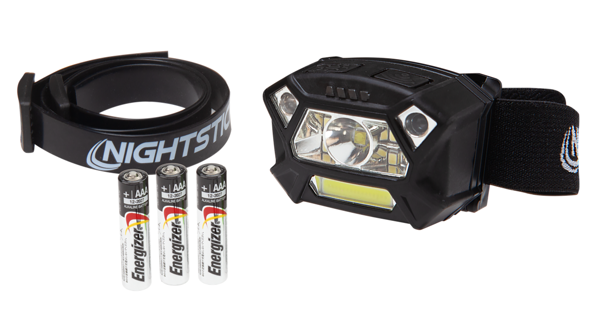 Bayco Nightstick NSP-4400B Dual-Light Headlamp 320 Lumens AAA Motion Activated Clip-On/Strap - Black