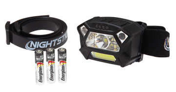Bayco Nightstick NSP-4400B Dual-Light Headlamp 320 Lumens AAA Motion Activated Clip-On/Strap - Black