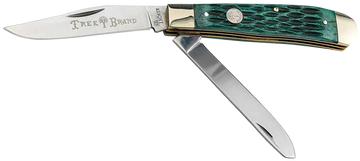 Boker Trapper 2.0 D2 Steel Clip Point/Spey Plain Green Jigged Bone 4.25" Folding Knife