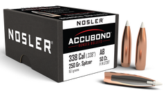 Nosler AccuBond .338 250gr Spitzer Reloading Bullets - 50/Box