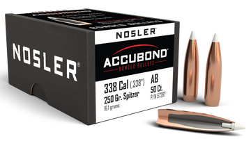 Nosler AccuBond .338 250gr Spitzer Reloading Bullets - 50/Box