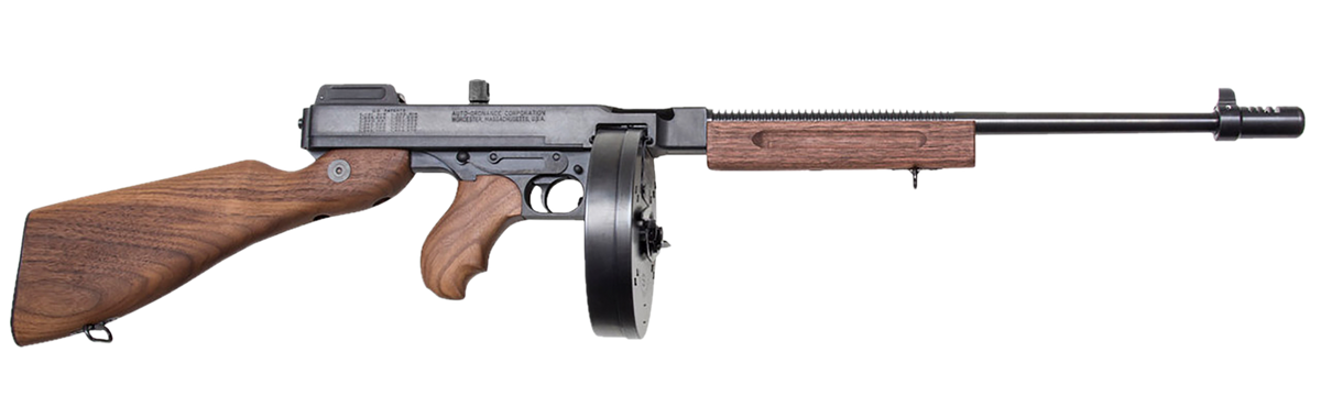 Thompson T1DH 1927A-1 Deluxe 45 ACP 18" 10+1 Semi-Auto Rifle - Color Case Hardened Drum