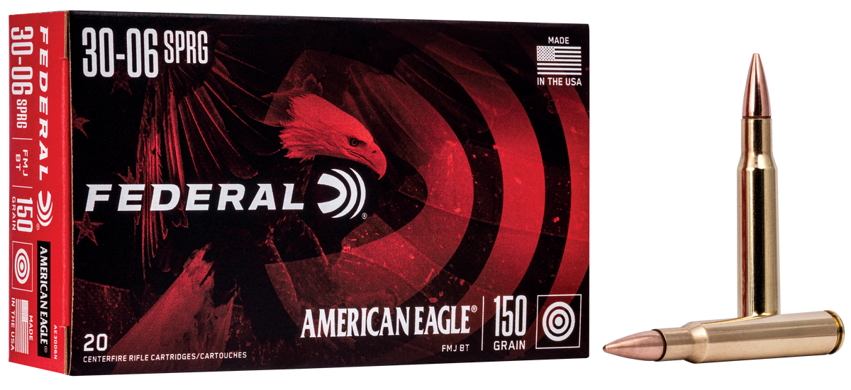 Federal AE3006N American Eagle Rifle 30-06Springfield 150gr Full Metal Jacket Boat Tail 20 Per Box/25 Case