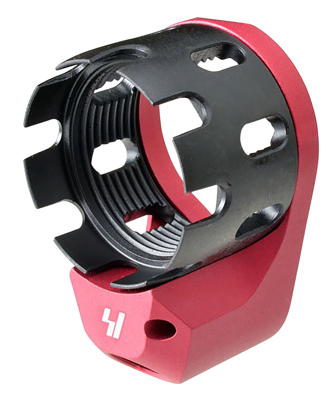 Strike Industries TRIBUS Enhanced Castle Nut & Extended End Plate - Red Hardcoat Anodized - AR-15