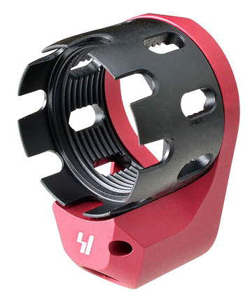 Strike Industries TRIBUS Enhanced Castle Nut & Extended End Plate - Red Hardcoat Anodized - AR-15