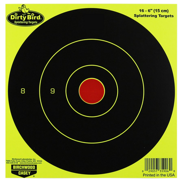 Birchwood Casey Dirty Bird 6" Bullseye Hanging Paper Target Black/Yellow 16 Per Pkg