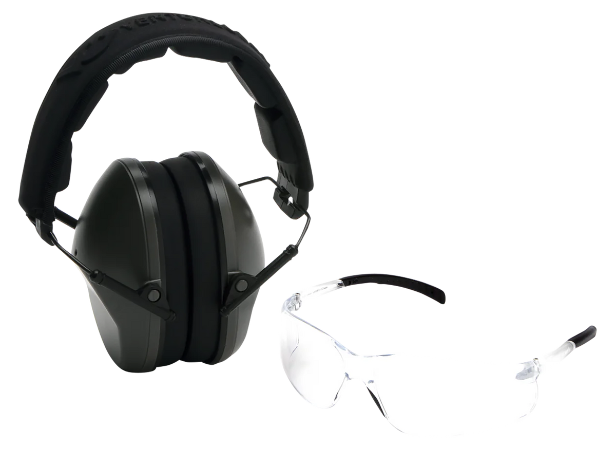 Pyramex Venture Gear VGCOMBO310 Earmuff/Glasses Combo 24 dB NRR OD Green/Clear