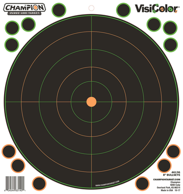 Champion Targets VisiColor Self-Adhesive Paper 8" Bullseye Black/White 5 Pack