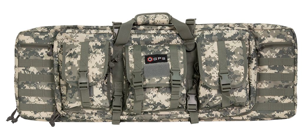 G Outdoors GPS Double Rifle Case 36" A-TACS AU 600D Polyester w/ Pistol Sleeves
