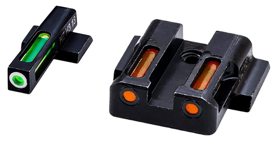 Hiviz LiteWave H3 Sight Set for S&W Shield Green Tritium White Outline Front Orange Fiber Optic Rear