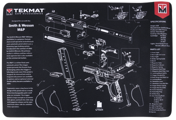 TekMat S&W M&P Cleaning Mat 11" x 17" Black/Gray Rubber Parts Diagram