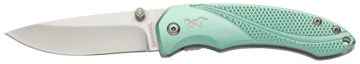 Browning Allure EDC 2.88" Folding Drop Point Plain 7Cr17MoV SS Pocket Knife - Mint Green Aluminum Handle