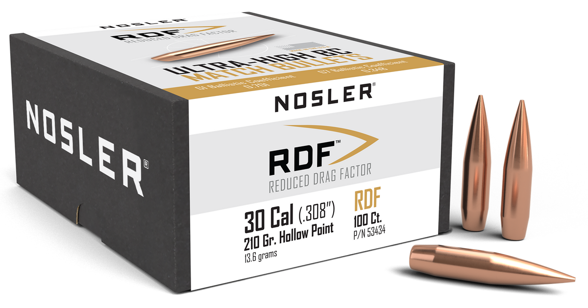 Nosler RDF Match 30 Cal .308 210gr Hollow Point Boat Tail 100/Box