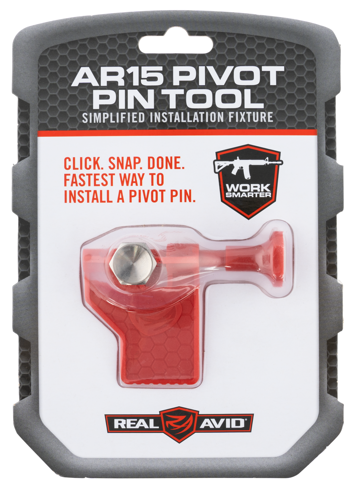Real Avid AR-15 Pivot Pin Tool Red Polymer w/ Detent Plunger, Large Pin & Install Tool