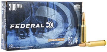 Federal 308A Power-Shok  308Win 150gr Jacketed Soft Point 20 Per Box/10 Case