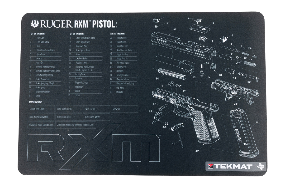 TekMat TEK-R17-RUGER-RXM 17x11 Cleaning Mat for Ruger RXM - Black