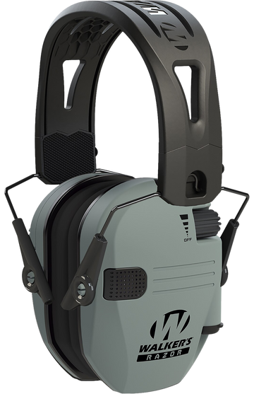 Walkers Game Ear Razor Tacti-Grip 23 dB Over the Head Electronic Earmuff - Battleship Gray/Black Polymer