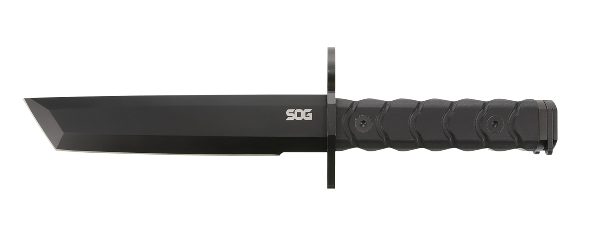 S.O.G Bayonet 7" Fixed Tanto Plain Edge AUS-8 Black G-10 Handle