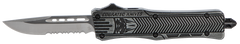 CobraTec Knives CTK-1 Small 2.75" OTF Drop Point Part Serrated D2 Steel Blade Black Stonewashed Aluminum Handle