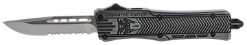 CobraTec Knives CTK-1 Small 2.75" OTF Drop Point Part Serrated D2 Steel Blade Black Stonewashed Aluminum Handle