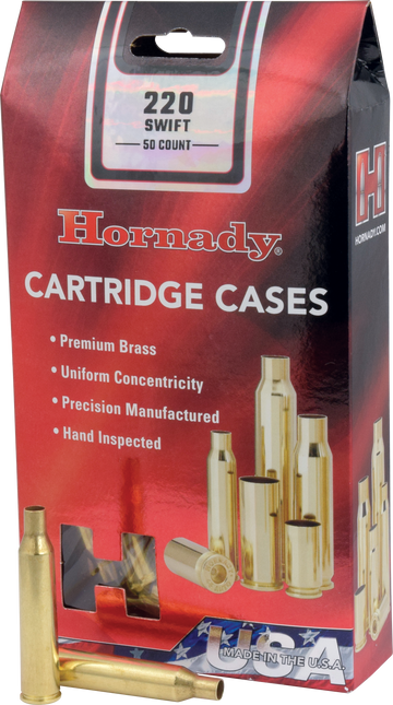 Hornady 8615 220 Swift Unprimed Brass Rifle Cases - 50/Box