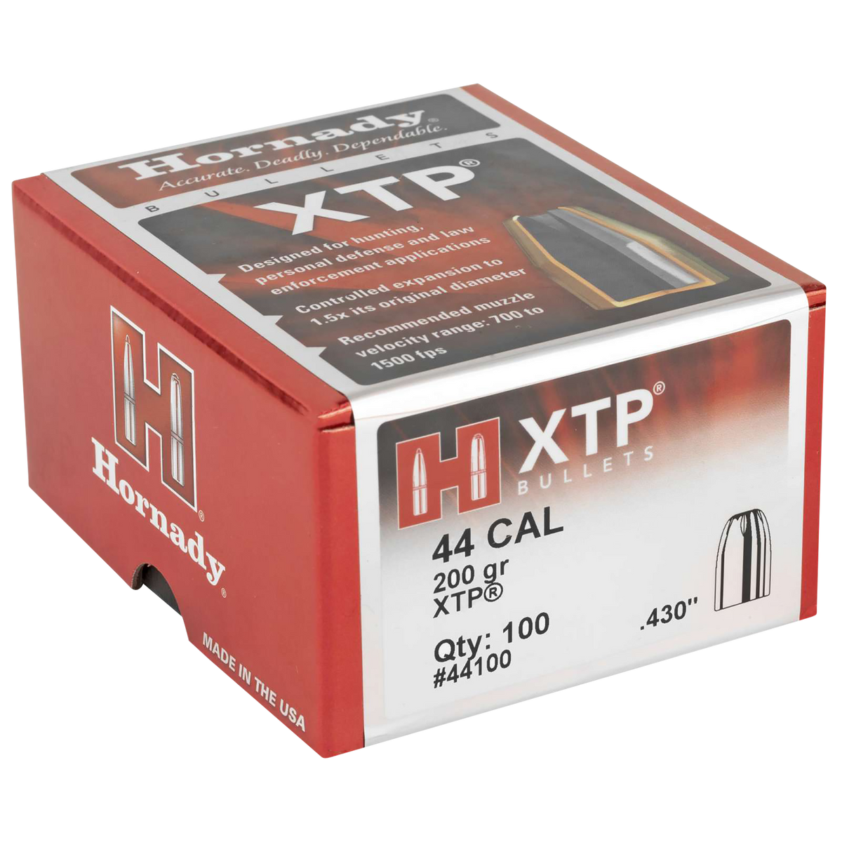 Hornady XTP 44 Cal .430 200 gr Hollow Point Reloading Bullets - 100/Box